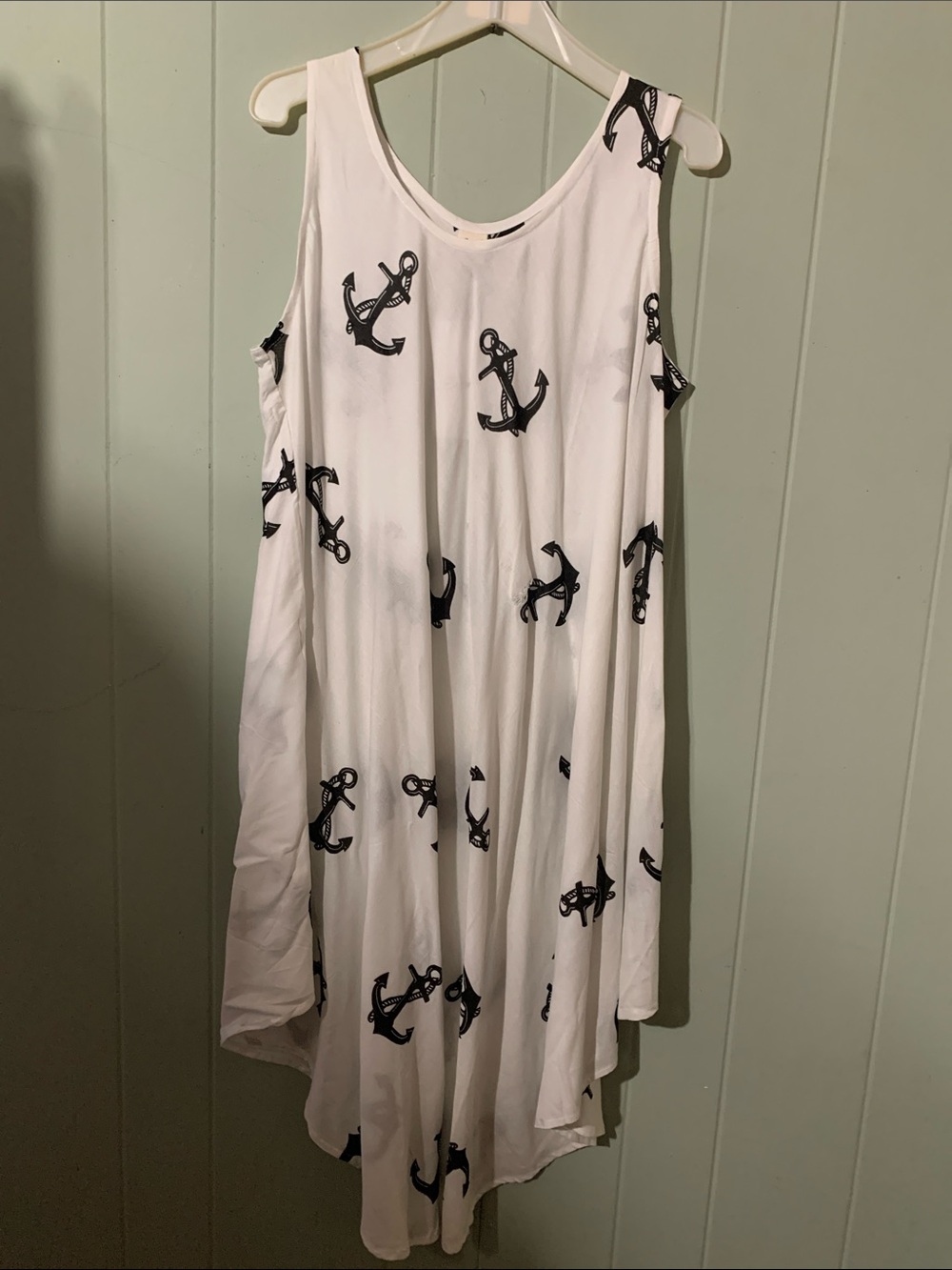 Exist White Dress with Black Anchor Print